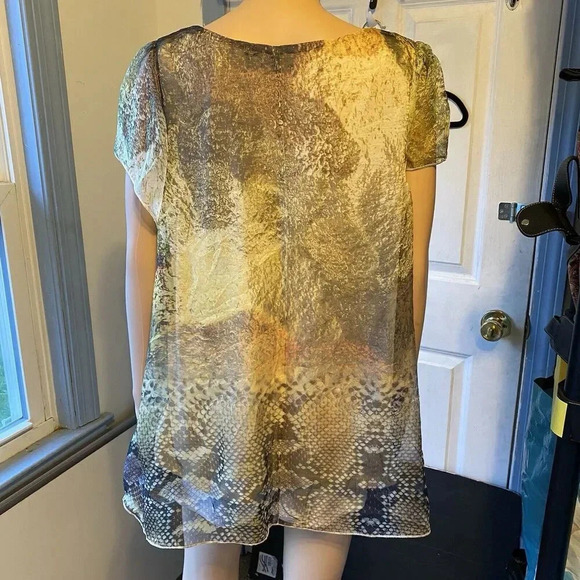 Apt 9 Gold Embellished Top Women's 1X Snakeskin Print Flutter Sleeve Fairy Boho - Picture 10 of 11